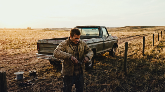 Hunter applying tallow-based soap and natural deodorant as part of an outdoor grooming routine
